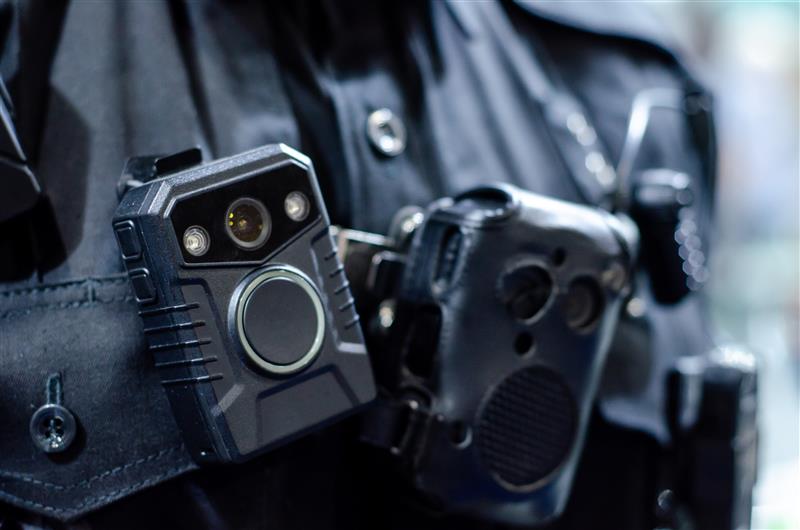 Police Officer wearing a body-worn camera