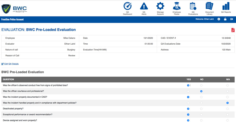 BWC Audits Body Worn Camera Audit Software for Police Departments